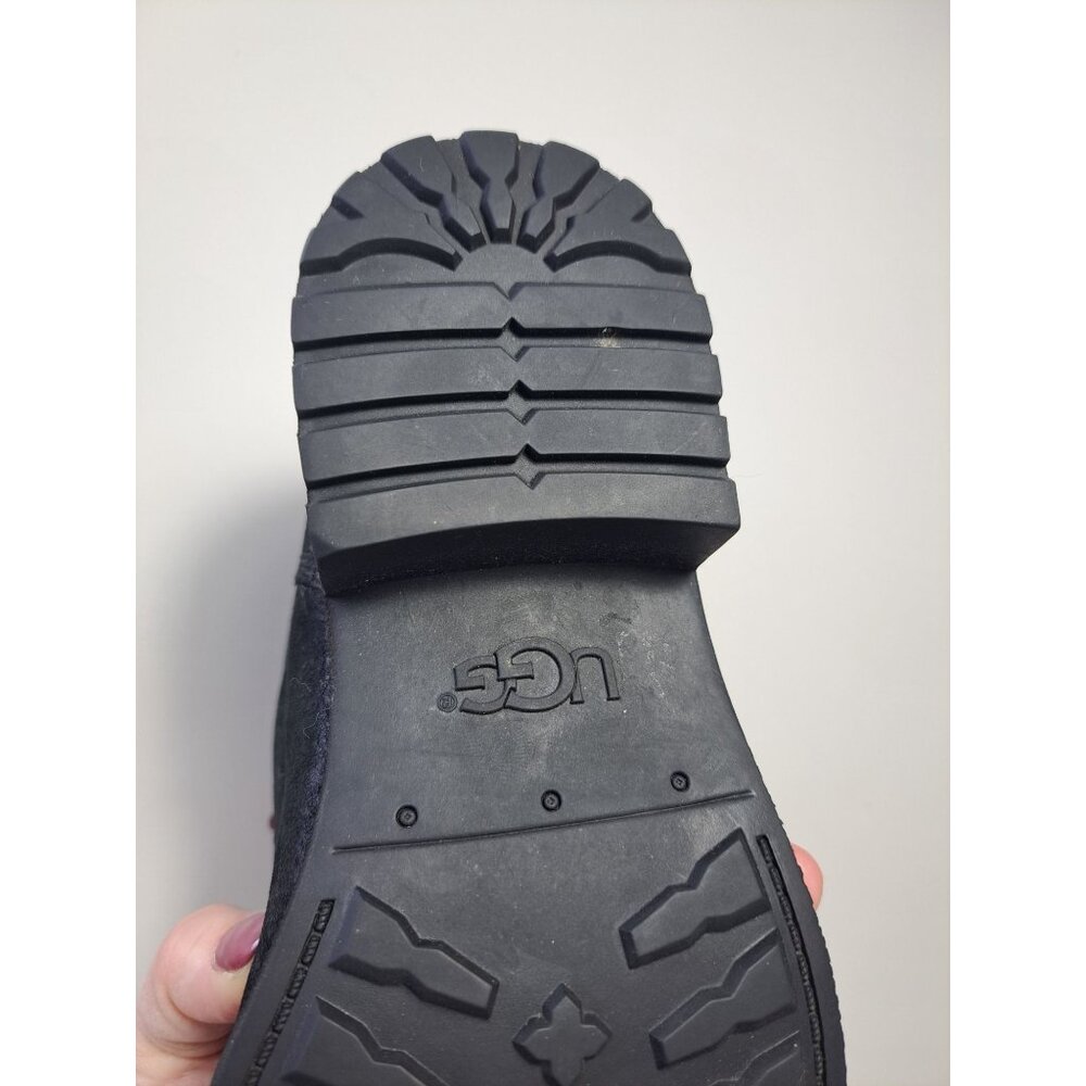 Ugg Denhali Hiker Waterproof Black Leather Shearling Lined Boots Size 7.5 - Picture 5 of 11